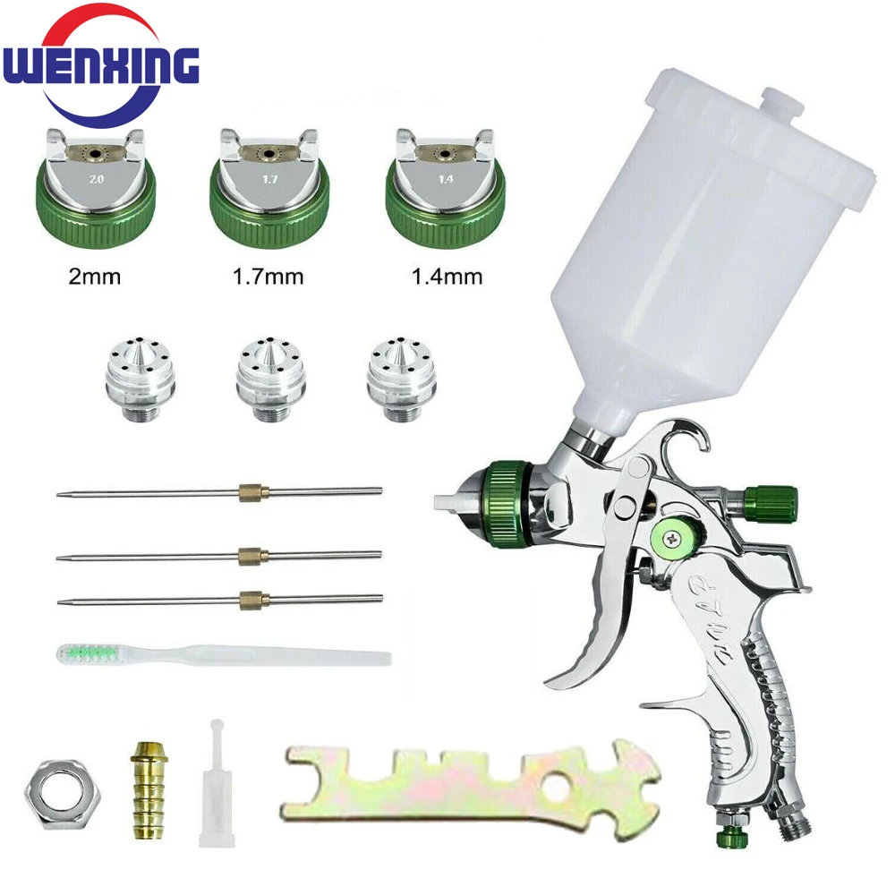 Pistola de pulverização HVLP profissional WENXING 1.4 / 1.7 / 2.0mm com bico de gravidade para pintura de automóveis