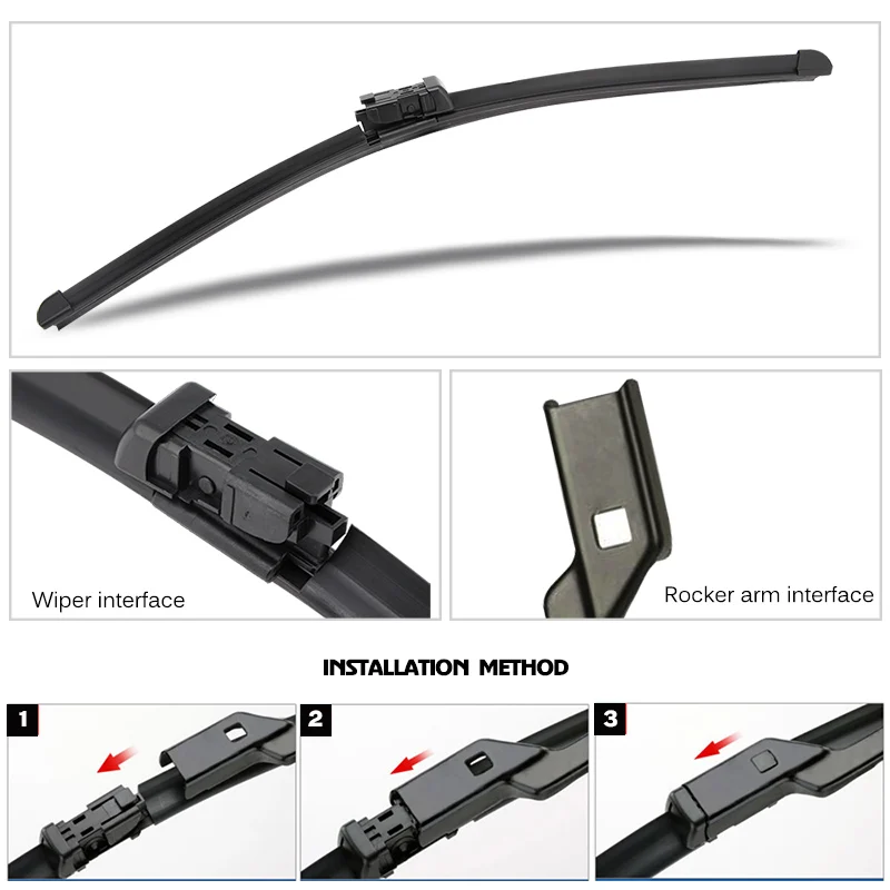 KAWOO For VOLVO S80/S80L Car Soft Rubber Wipers Blades Model Year From 1998 To 2016 Fit Push Button Arm/Pinch Tab Arm/U Hook Arm