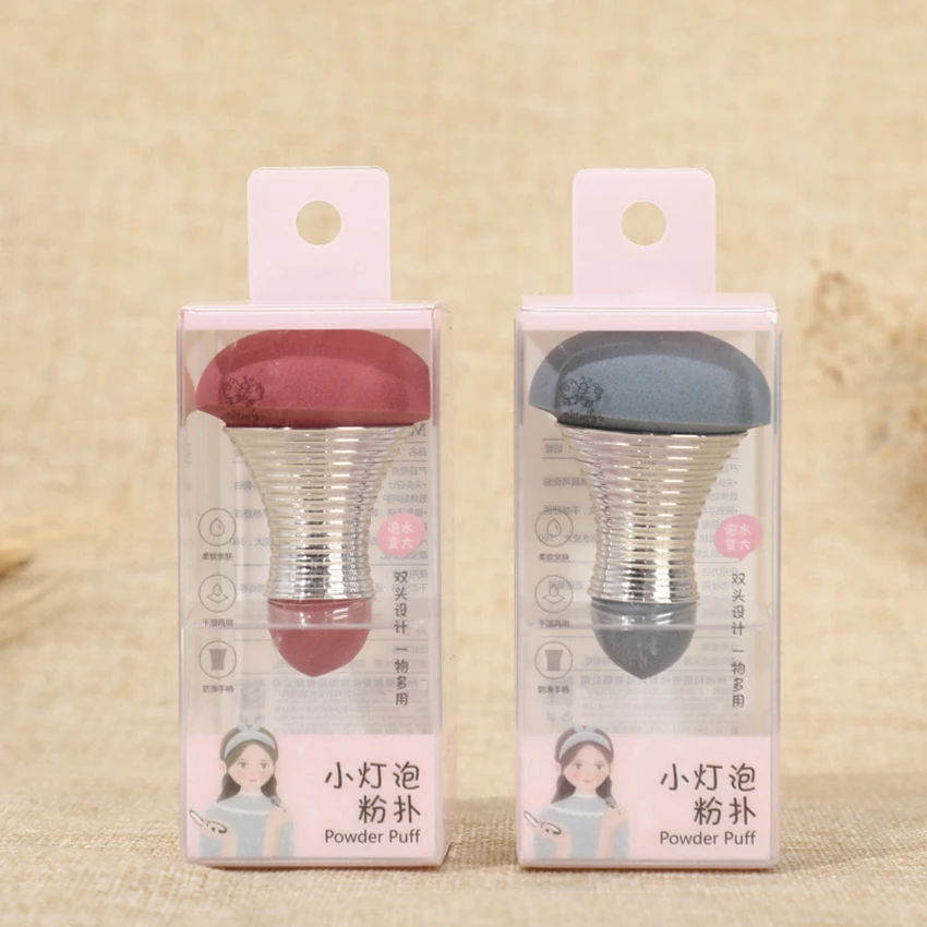 1pc criativo lâmpada forma pó puff dupla cabeça anti-deslizamento maquiagem esponja sopro bb creme cosméticos pó sopro beleza ferramentas