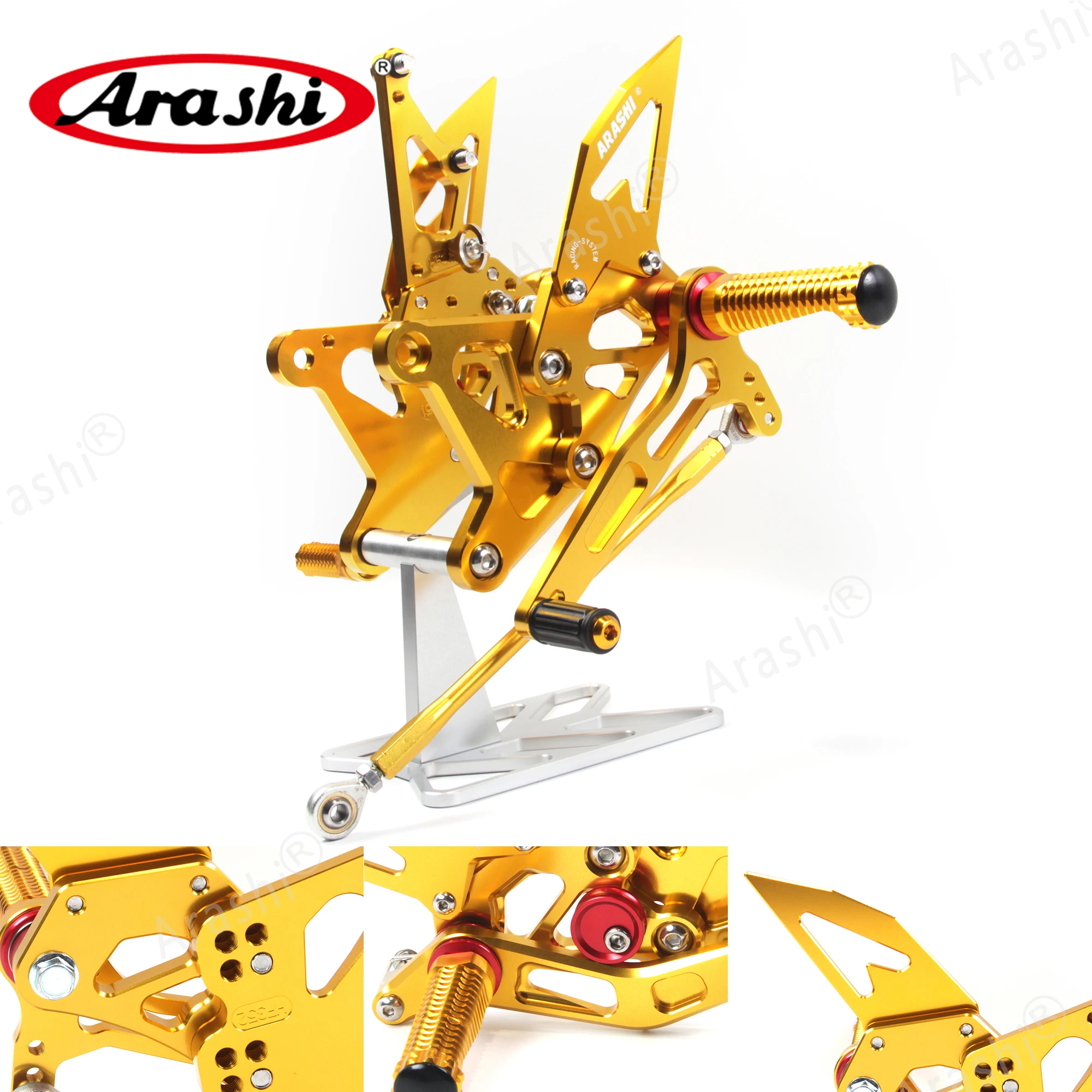 Arashi NINJA ZX6R Rear Adjustable Footrests For KAWASAKI ZX-6R Ninja ZX 636 2005 2006 Foot Pegs Rear Foot Rearset 05 06 CNC 6R