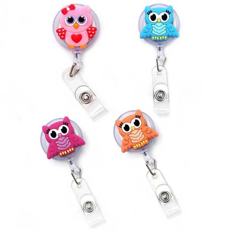 

New Cute Silica Gel Owl Animals Retractable Pull Nurse Doctor Badge Reel ID Lanyard Name Tag Card Badge Holder Reels For Gift