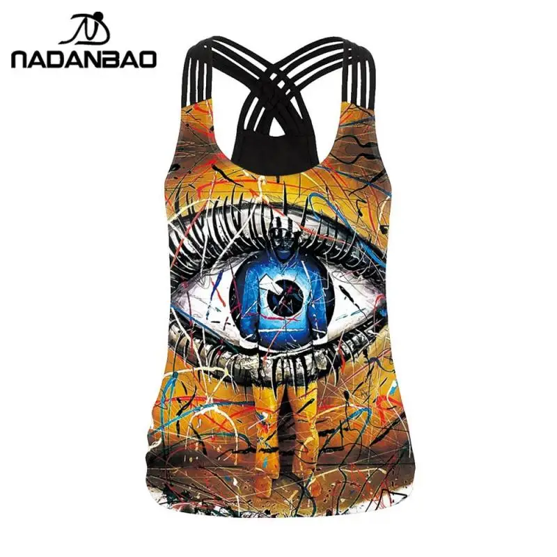 NADANBAO-camisetas sin mangas con estampado gótico para mujer, ropa de calle elástica con Espalda descubierta, Sexy, para Halloween