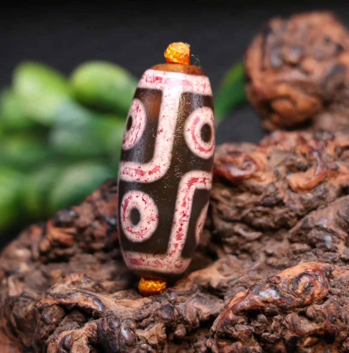 

LKbrother Talisman Treasure Unique Magic Power Tibetan Old Agate Oily Patina 6 Eye Healthy Symbol dZi Bead Amulet