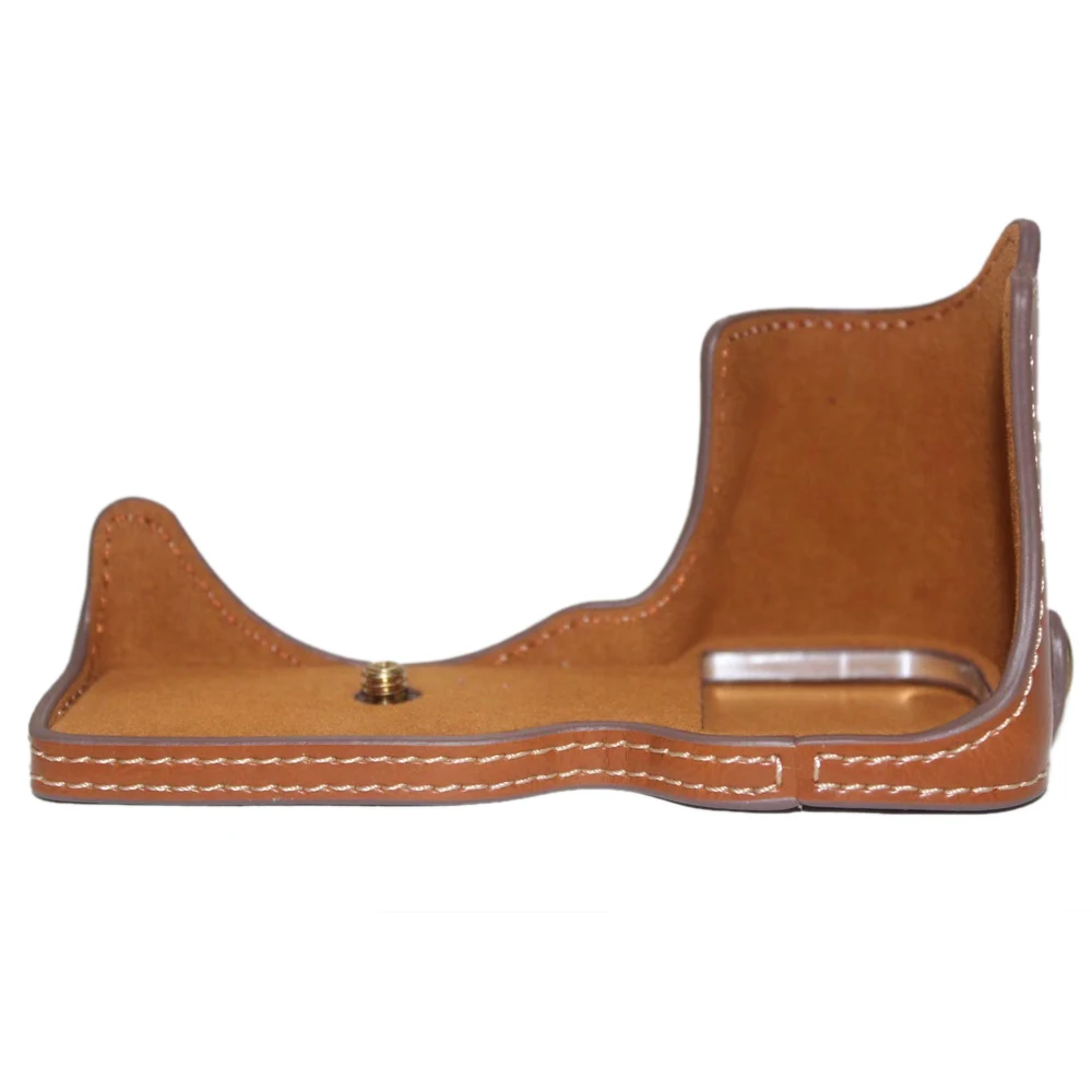 Demi-coque en cuir PU pour appareil photo, étui de fond avec ouverture de batterie pour Sony ZV-E10 ZVE10