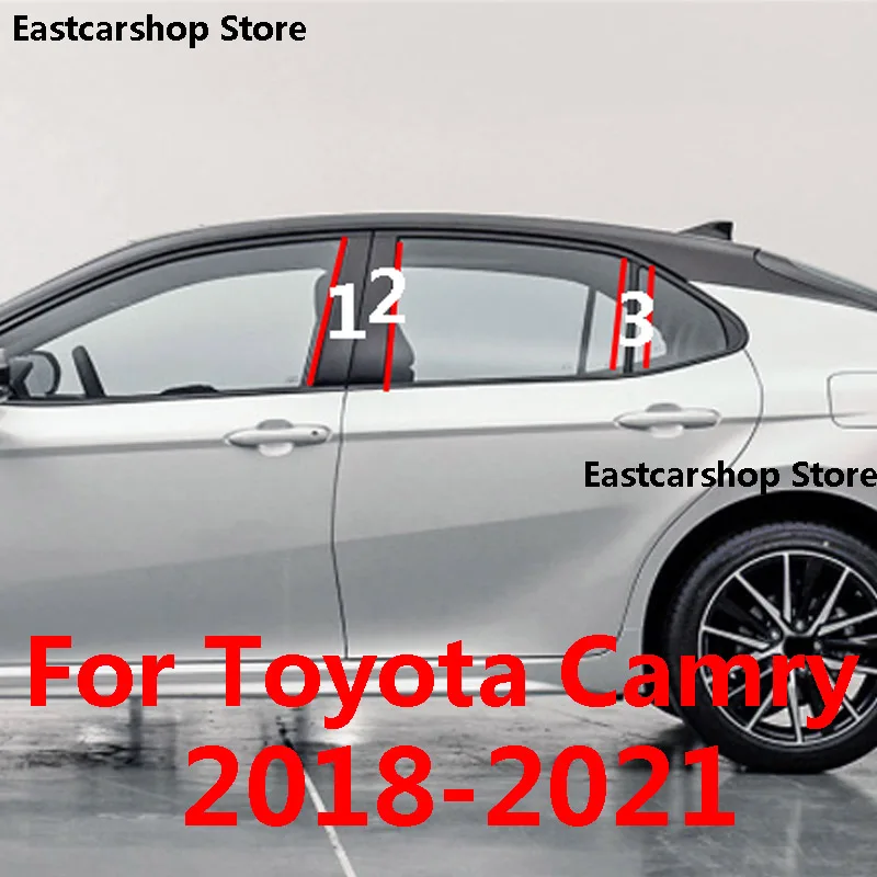 

Для Toyota Camry 2018 2019 2020 2021 автомобильный Поликарбонат дверь окно средняя Колонка Отделка Защитный стильный аксессуар полоса