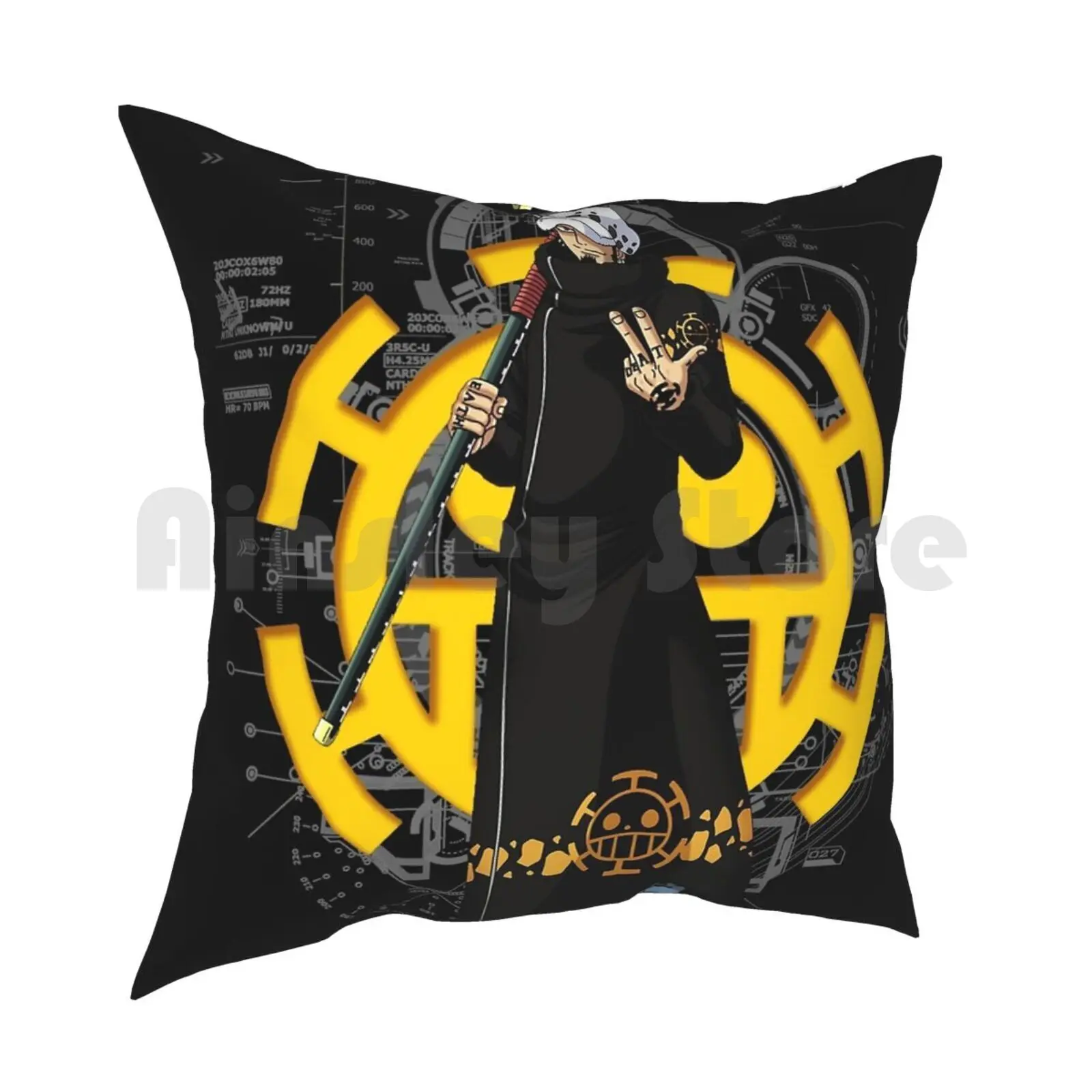 Trafalgar Law Pillow Case Printed Home Soft Throw Pillow Onepiece Luffy Manga Anime Shambles Of Death Death Cartoons