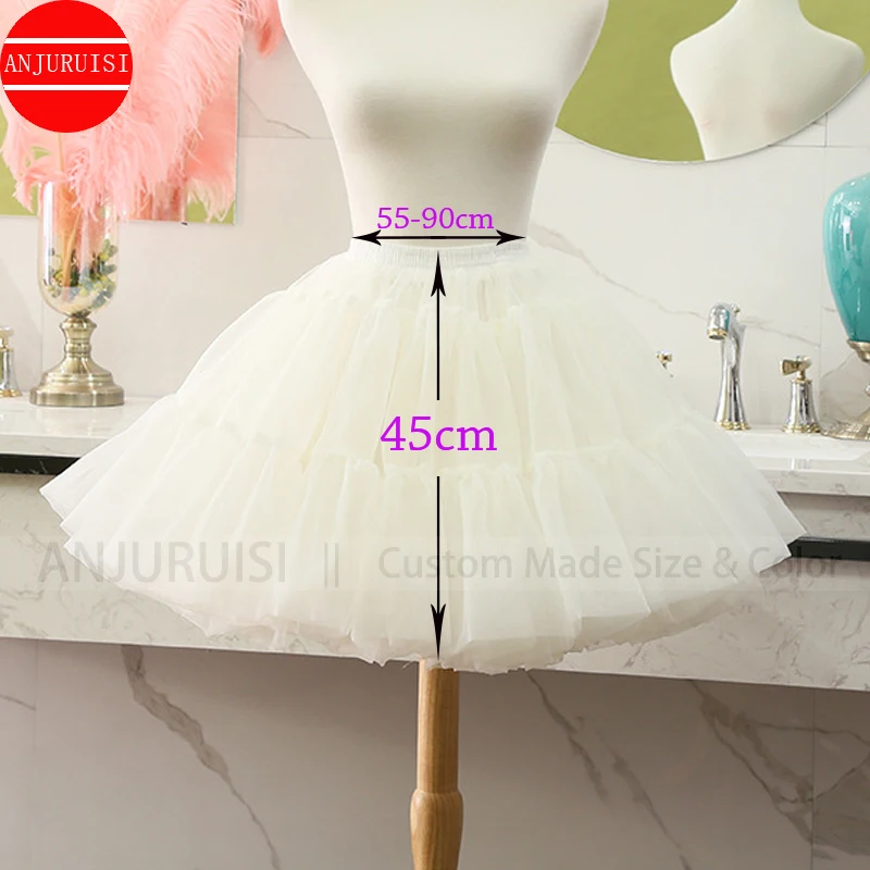 Lolita organza cosplay petticoat underskirt vestido curto saia branco preto jupon acessórios tutu halka pod sukienke falda enagua