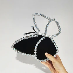 IN magazzino Bling paillettes rosa farfalla sera frizione scintillante donne sera borsa di cristallo signora ragazze cena di nozze borsa