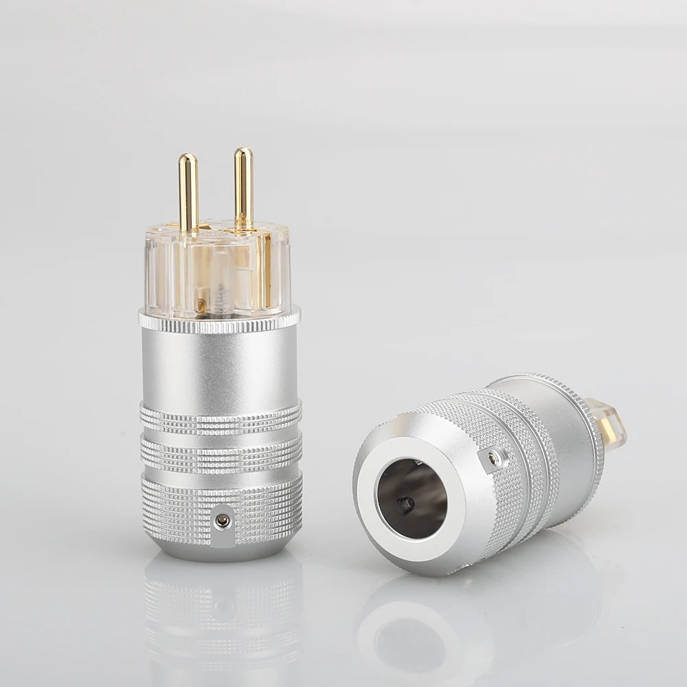 

Audiocrast 24K Gold Plated Hifi power plug Aluminum Shell Rhodium Plated EU/US Schuko Power Connector C15 IEC Female Adapter