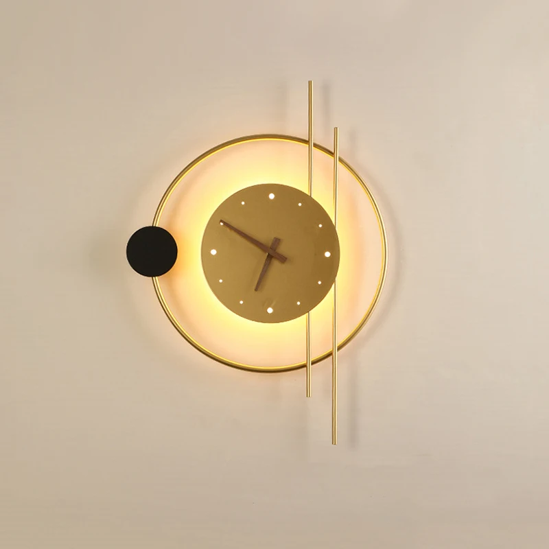 Nordic LED Wall Lamps Art Clock Design Wall Sconce Creative Aisle Bedroom Living Room Background Wall Decor Wall Light Lighting