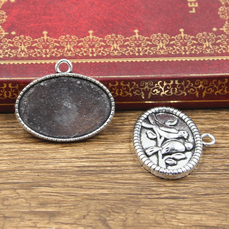 4 قطعة صالح 30x20 مللي متر البيضاوي عاشق الطيور العقعق الزجاج كابوشون قاعدة إعداد العتيقة برونزية فضية اللون قلادة DIY بها بنفسك صنع #2