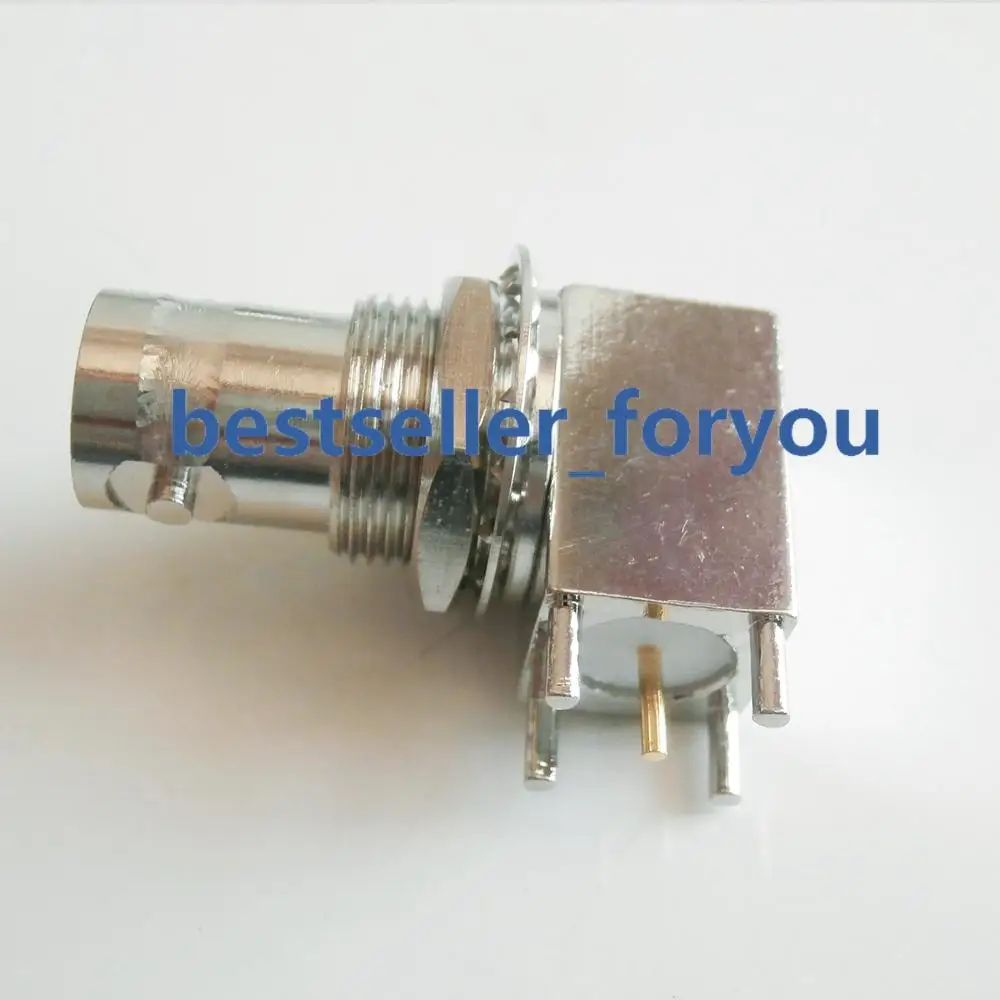 10Pcs BNC Q9 Female Jack With Nut Bulkhead Right Angle PC Board PCB Mount RF Connector