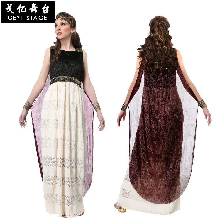 

Free shipping Halloween Cosplay Renaissance Womens Adult Greek Roman Goddess Toga Empress Fancy Dress Party Costume