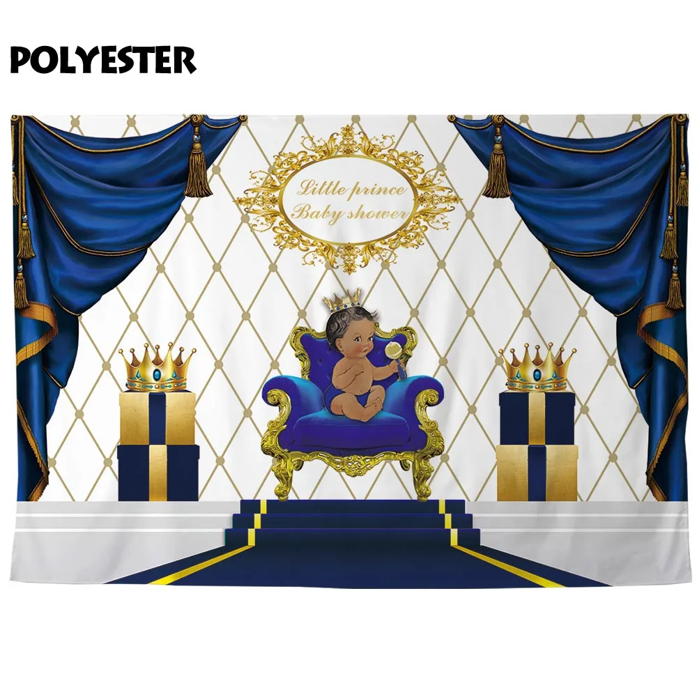 Allenjoy-telones de fondo para fotografía, cortina de celosía para Baby shower, príncipe, silla, corona, Cumpleaños de Niños