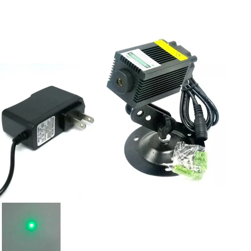 Diode laser verte avec support adaptateur, Tech Dot Light, 12V, 1A, 33x55mm, 532nm, 100mW