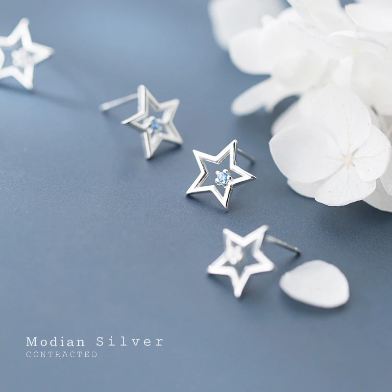 

Modian Classic Sterling Silver 925 Simple Star Stud Earring for Women Gift Fashion Anti-Allergy Ear Pin Fine Jewelry Accessories