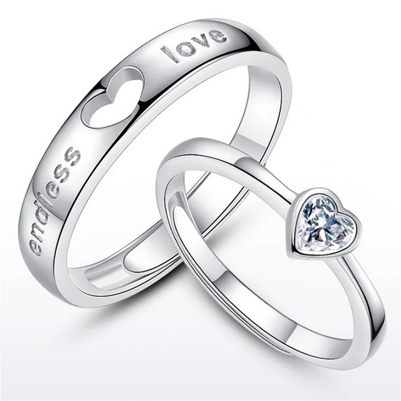 2 Teile/sätze Zirkon Herz Passenden Paar Ringe Set Für Immer Endlose Liebe Hochzeit Ring Für Frauen Männer Charme Valentinstag schmuck – Detail 13