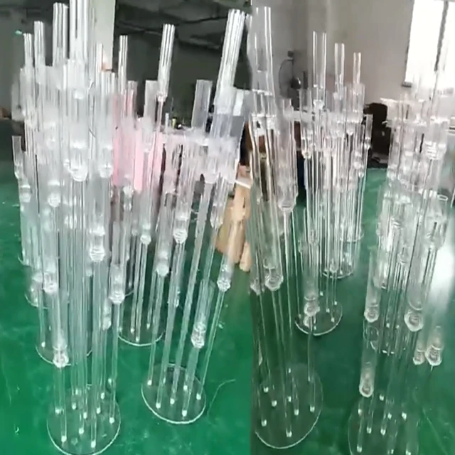 

10pcs)8Head Centerpieces Stand Candlestick Wedding Table Decoration Candelabra Acrylic Transparent Tall Clear Candle Hold qq559