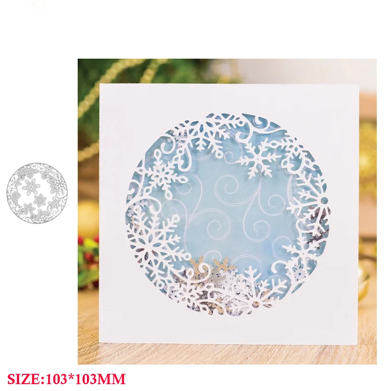 2021 New Design Metal Cut Dies for Scrapbooking Christmas Background Snowflake Frames Card Making Paper Crafts