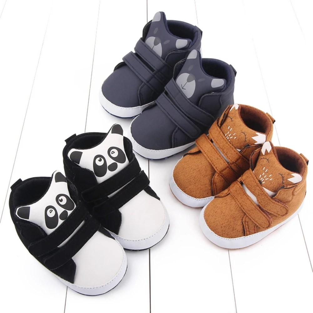 

Newborn Baby Boy Girl Cotton Soft Sole Crib Shoes Anti-slip Sneaker panda PU Warm Boots Breathable Solid First Walkers 0-18M