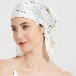 New 100% Silk Night Cap Soft Sleeping Cap Night Wrap Head Cover for Hair Care Elastic Band