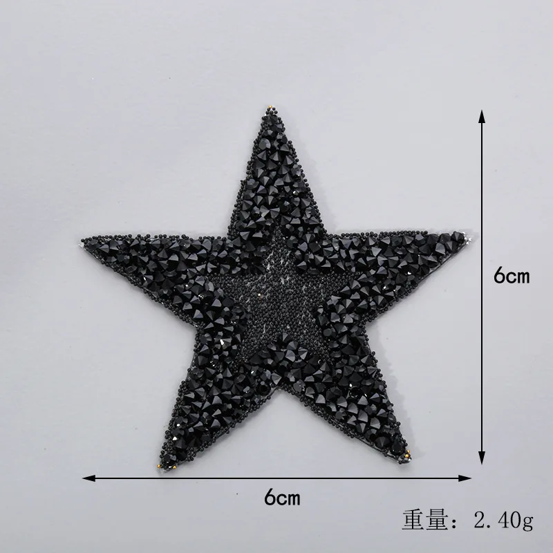 6x6cm 7 Color Crystal Rhinestone Star Iron on Patches Applique for Clothing Shoe Bag Sticker Stripes Clothes Sticker Accessories