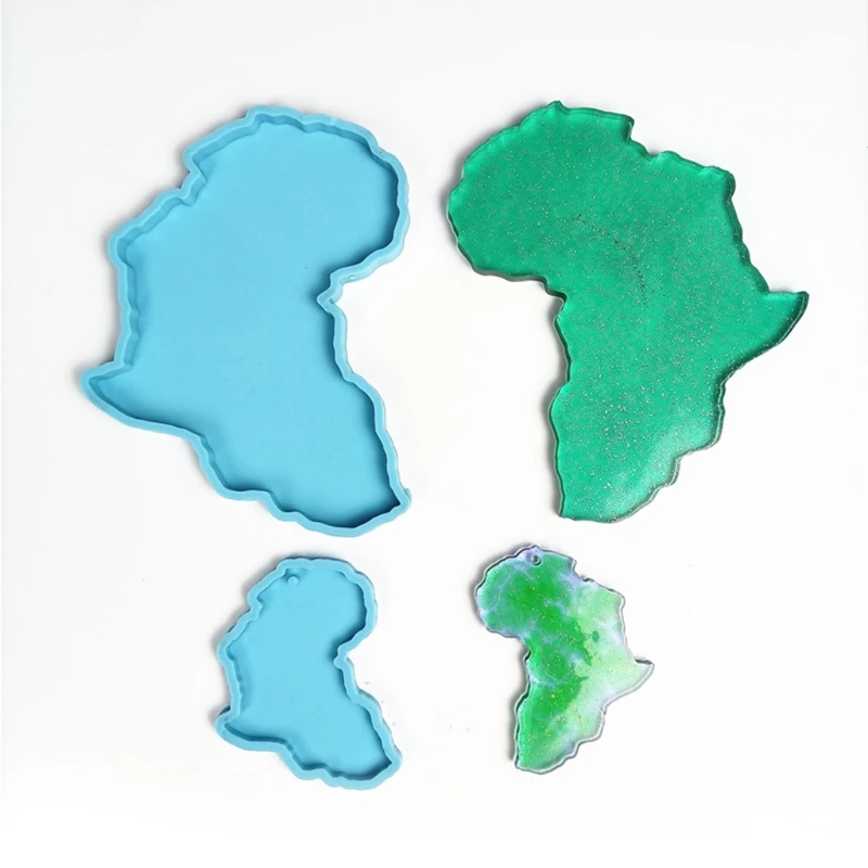 Africa Map Shape Coaster Cup Mat Pad Epoxy Resin Mold Keychain Pendants Silicone Mould DIY Crafts Jewelry Casting Tools X4YA