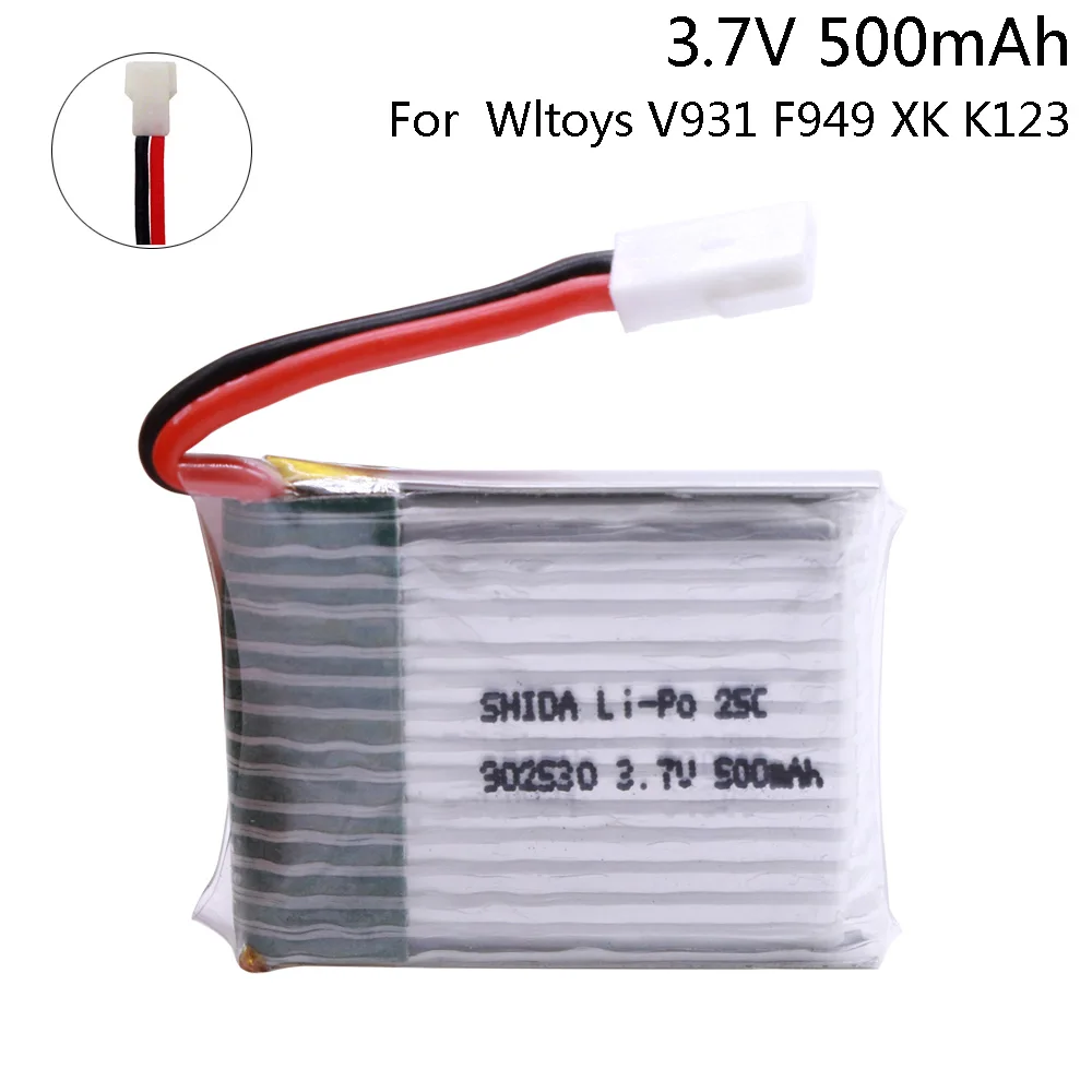 

1PCS 3.7V 500mAh 25C LiPo Battery For Wltoys V931 F949 XK K123 6Ch RC Helicopter Spare Parts 1S 902540 3.7V for V931 F949