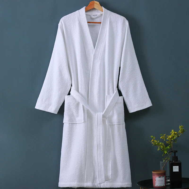 Cotton Kimono Robe Men 100% Towel Fleece Bathrobe Bath Robe Mens Robes Hotel Sleepwear for Women Dressing Gown Autumn Winter