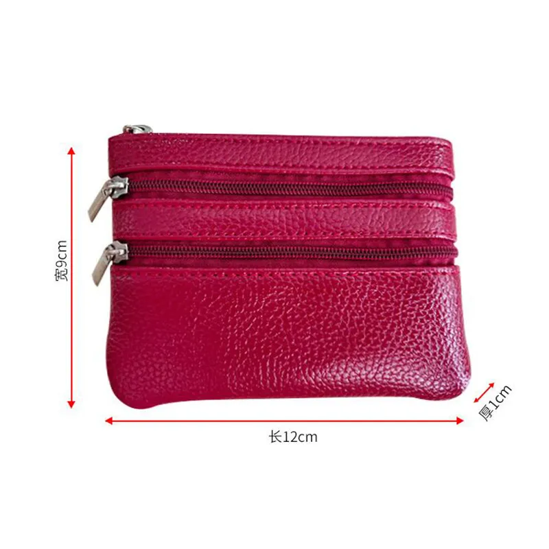 3 Pouch Pocket Wallets Women Small PU Leather Coin Purse Zipper Change Money Bags Key Holder Case ID Card Holde Zipper Purses