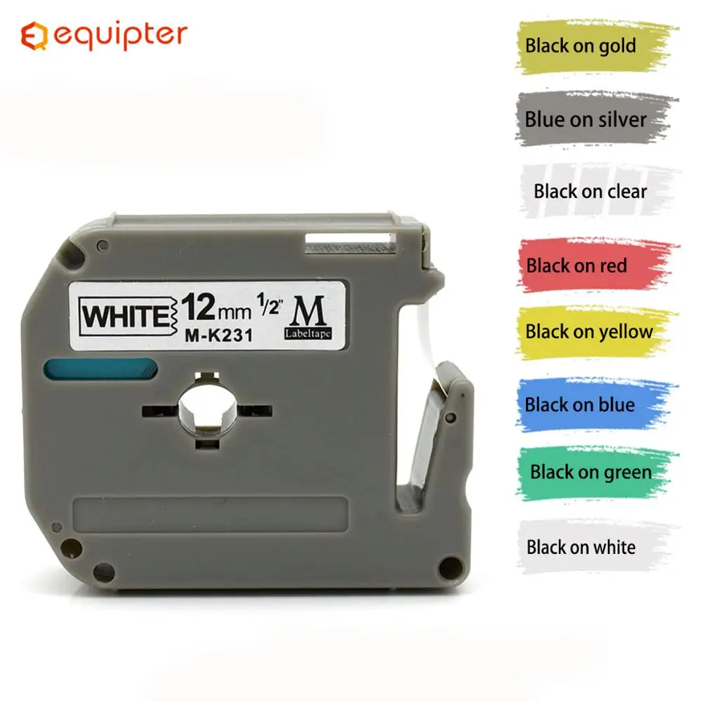 Compatible for Brother P Touch Black On White 8M Length M K231 Thermal 12Mm label tape label Cassette Mk231