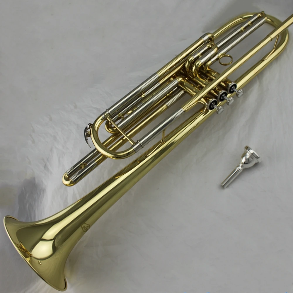 High Grade professional Gold lacquer Bass Trumpet