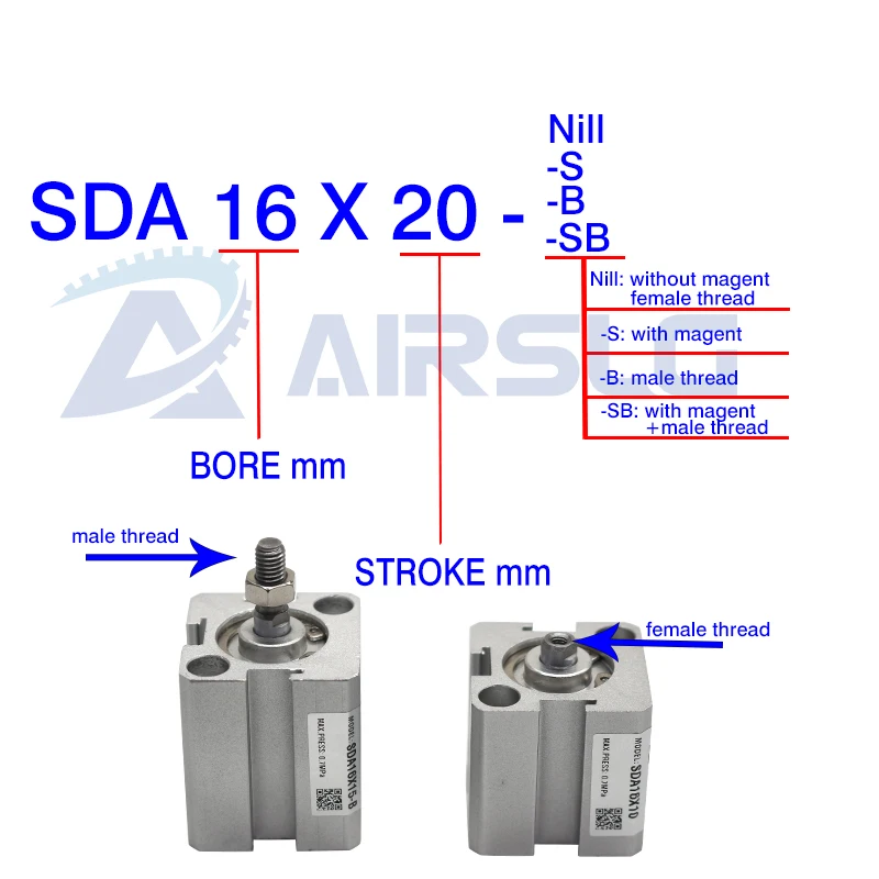 AIRTAC Type air pneumatic cylinder double acting compact cylinder SDA40X15 SDA40X25-B SDA40X30SB SDA40X50-B SDA40X75 SDA40X100SB