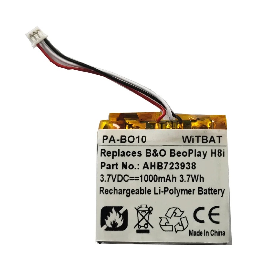 3.7V 1000mAh Li-Polymer Battery for Bang and Olufsen BeoPlay H8i Bluetooth headset battery Rechargeable Replacement AHB723938