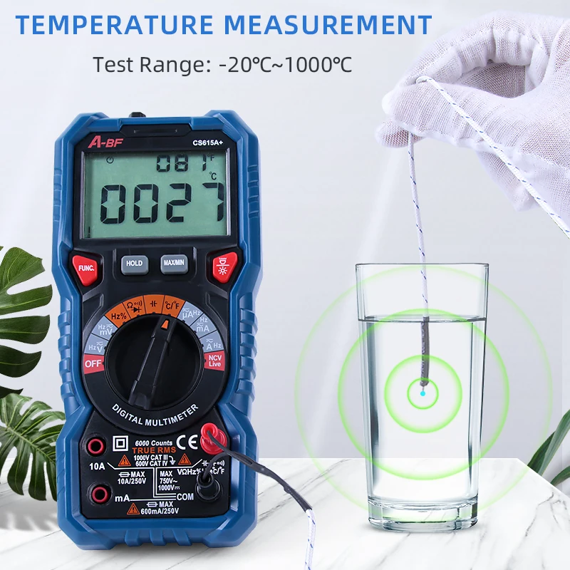 A-BF Digital Multimeter True RMS  Portable AC/DC Ammeter Multimeter Intelligent Auto Range Data Hold High Precision Anti-burn