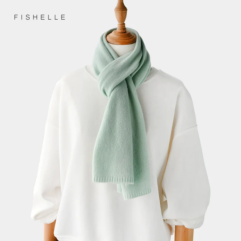 2023 new Mint Green wool scarf women luxury winter warm knitted thin scarves ladies small short scarfs autumn foulard femme