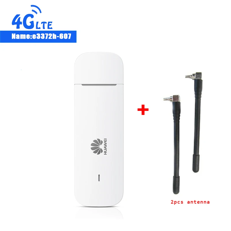 Unlocked Huawei E3372h-607 4G LTE 150Mbps USB Dongle Modem +2pcs antennas