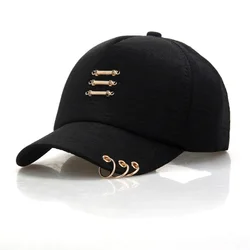 Fashion Unisex Iron Ring Baseball Cap With Rings Gold Color Snapback Caps Hip Hop Hats For Women Men Summer Dad Hat