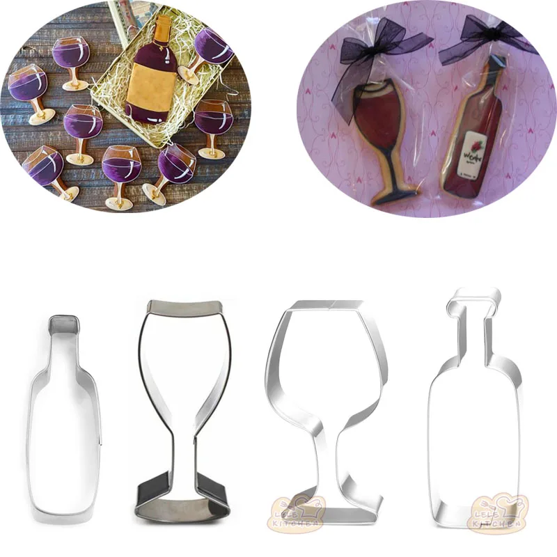 1pcs Grape Wine Glass Bottle Stainless Steel Cookie Cutters Biscuit Mould Sugarcraft Fondant Cake Decor Tools Pastry Shop Baking