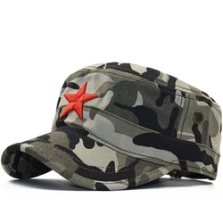 Hot Classic Camouflage Men Five stars 3D embroidery Military Caps Army Cadet Hats Cotton Adjustable Flat Top Patrol Cap