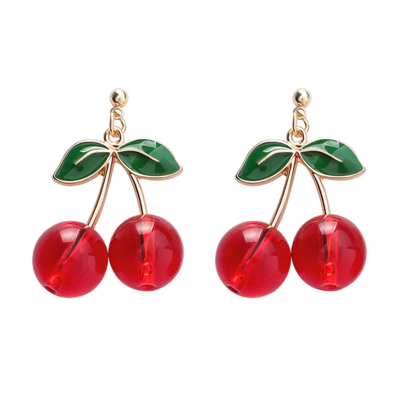 Fashion Red Cherry Drop Earrings for Women Sweet Fresh Fruits Pendant Ear Jewelry Temperatment Cute Girl Jewelry