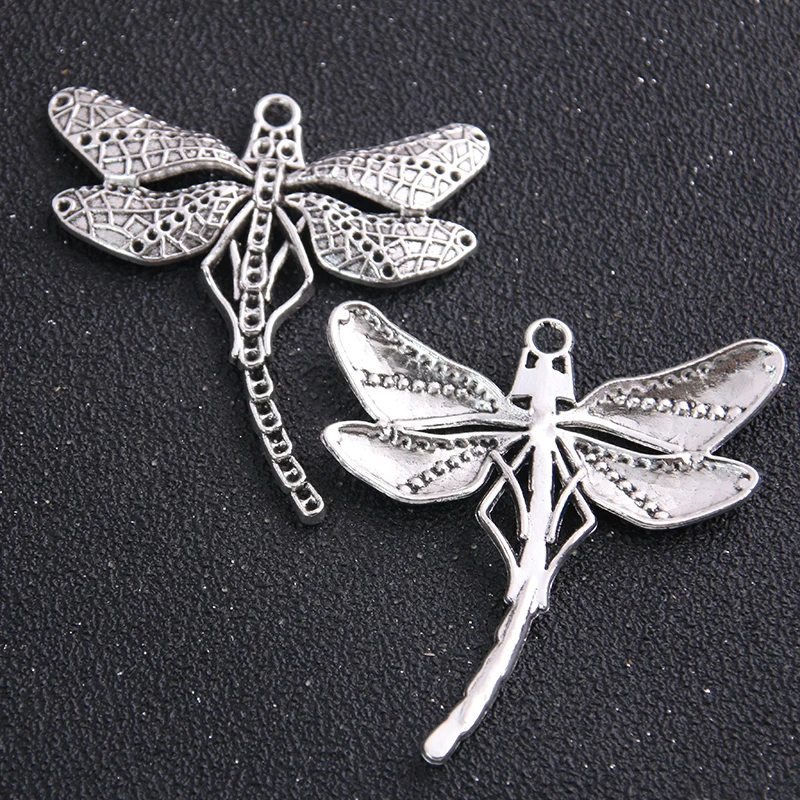 2pcs/lot 50*55mm Two Color Wholesale Metal Alloy Big Dragonfly Charms Jewelry Animal Charm