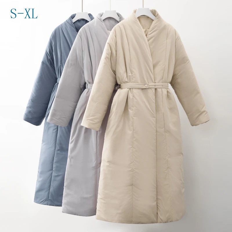 New Design 2024 Women Winter Thick Coat Warm Parka Water proof Maxi Long Puffer with Belt Oversized Casual Outerwear