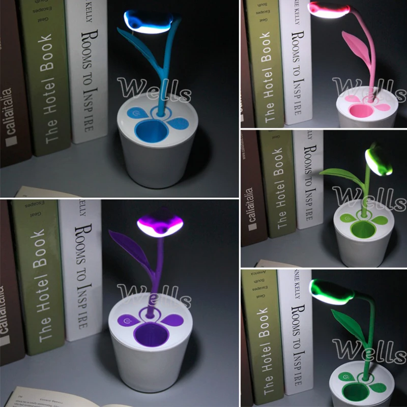 New 2W USB charging LED Desk Lamp;Dimmable Touch Sensitive led Table Night Light with Pen Holder DC5V/1200mAh For reading book