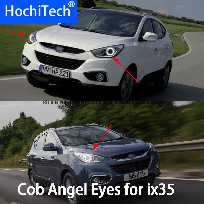 

Для Hyundai ix35 2010 2011 2012 COB Светодиодный дневной светильник Белый Halo Cob Led Angel Eyes Ring Error Free Ultra bright