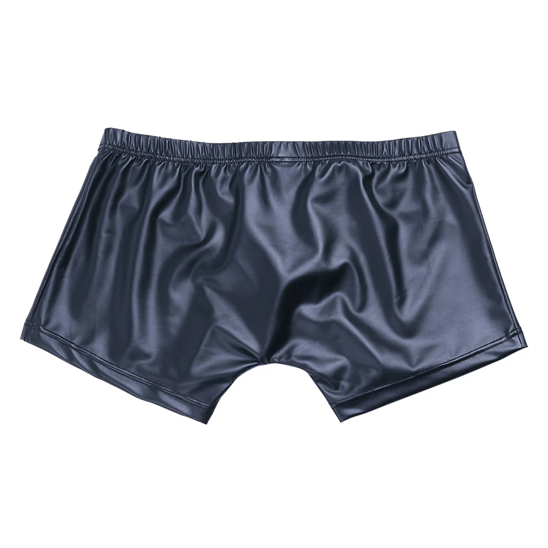 Sexy Men Lingerie Faux Leather Boxer Shorts Erotic Open Front Bulgh Pouch Porno Mini Latex Pants Male Gay Underwear Underpants