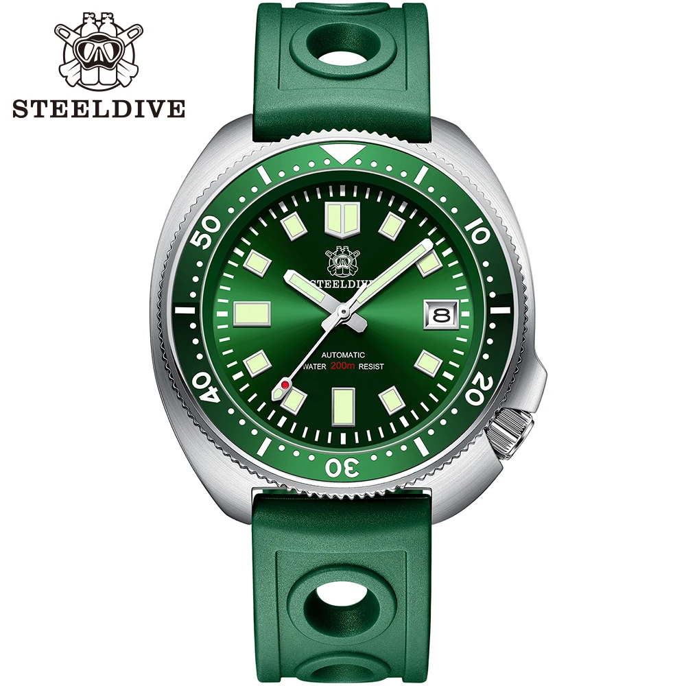 Steeldive SD1970 witte datum achtergrond 200M waterdicht AR-coating saffierglas NH35 6105 schildpad automatisch duikhorloge - afbeelding 1