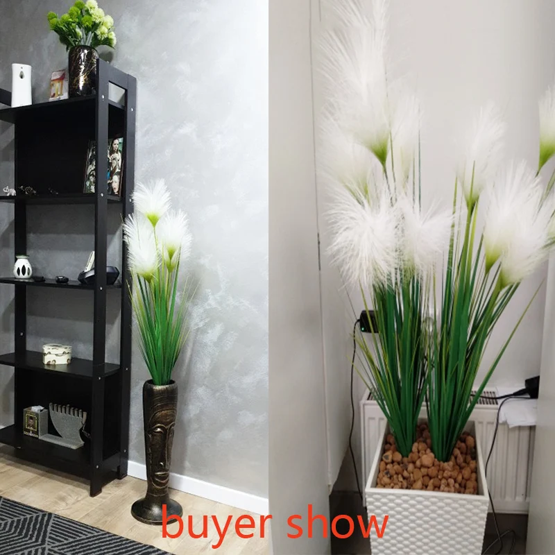 93cm 7Heads Large Artificial Tropical Reed Plant Fake Plant Leaves Silk Onion Grass Flower Bouquet for Home Garden Party Decor
