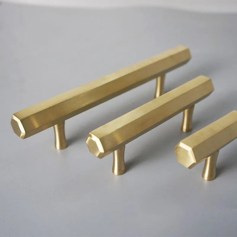 

Hexagon Solid Brass Handles for Cabinet Furniture Handle Kitchen Drawer Knobs Cupboard Pulls Gold Furniture Door Handle Hardware