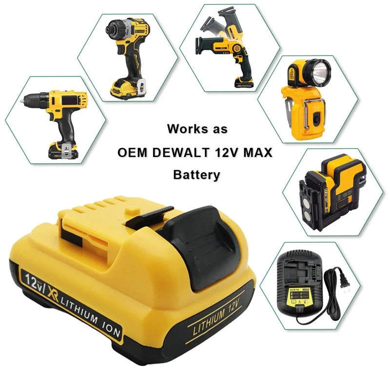 3.0Ah 4.0Ah 12V Max akumulator litowo-jonowy do obsługi Dewalt DCB120 DCB123 DCB127 DCB122 DCB124 DCB121 akumulatory